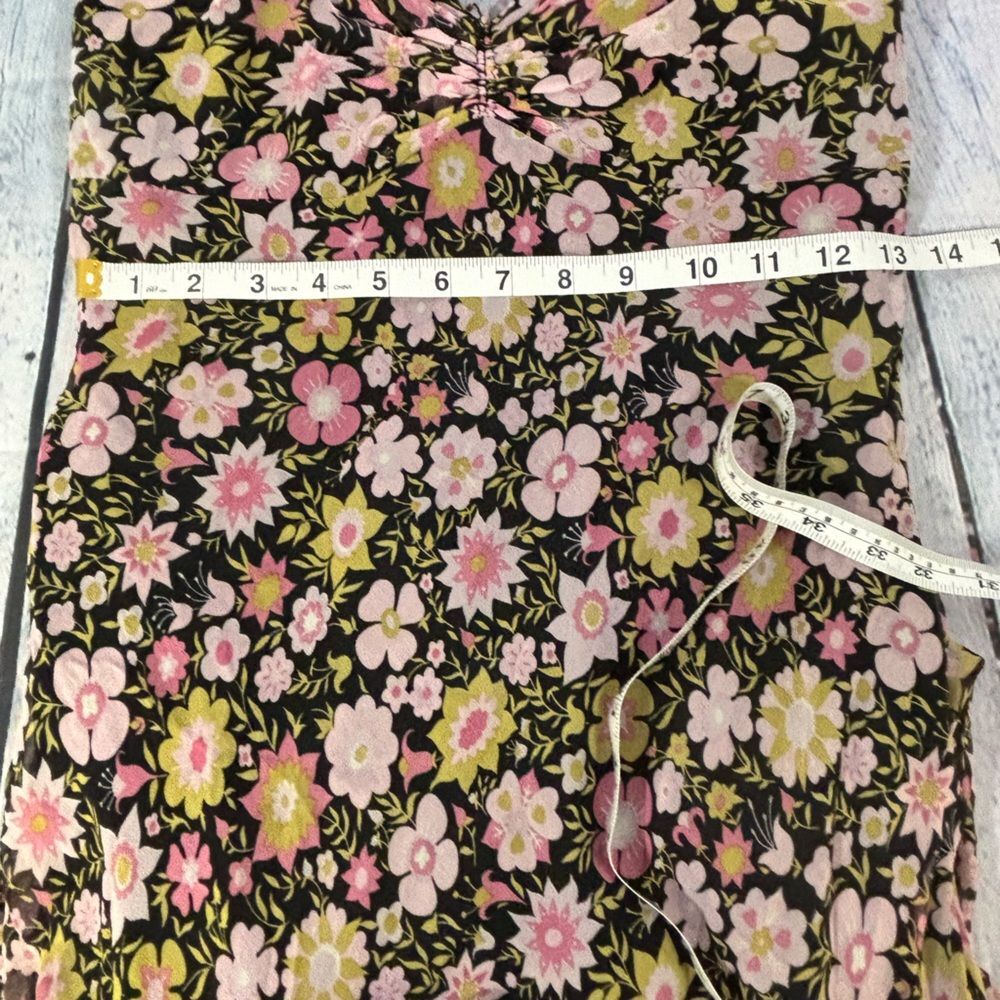 Shoshanna Black Pink Yellow Floral Silk Sweetheart Boho Festival Maxi Dress 10 - Picture 8 of 10